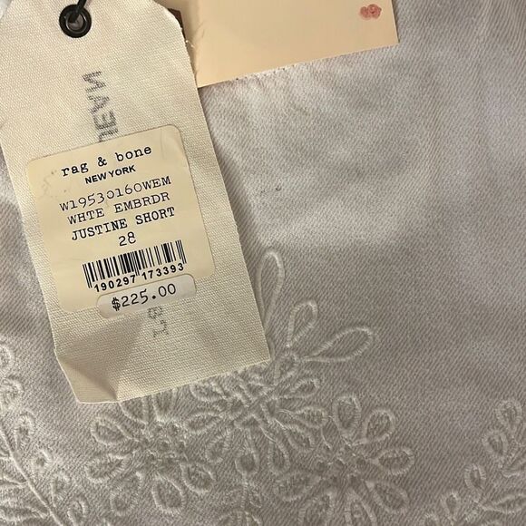 Rag & Bone Women's White Fringe Hem Floral Embroidery Justine Short Size 28 NWT - Picture 5 of 10